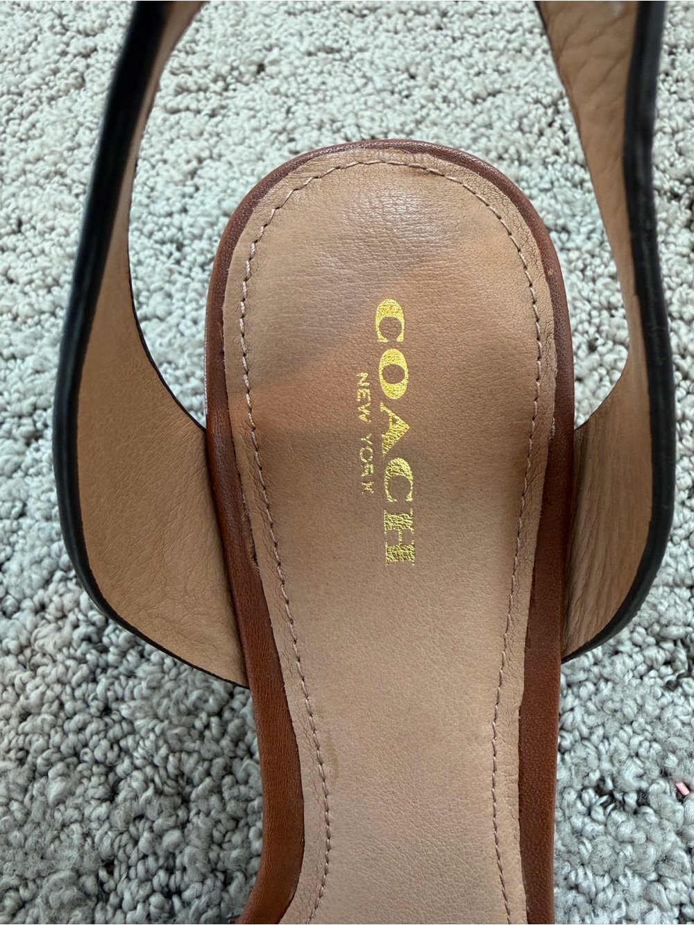 COACH Women's Brown Leather Block Heel Sandals Sz 7.5 - Picture 5 of 9